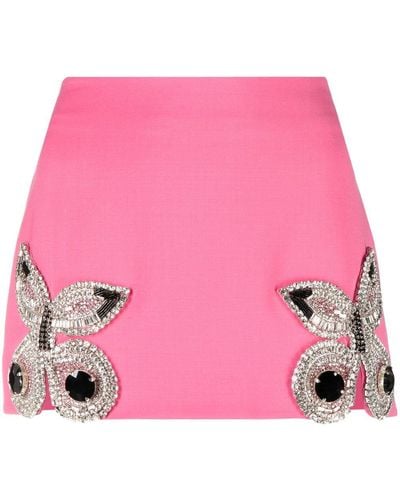 Area Crystal-embellished Butterfly Miniskirt - Pink