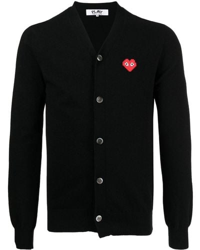 Comme des Garçons Logo-patch Wool Cardigan - Black