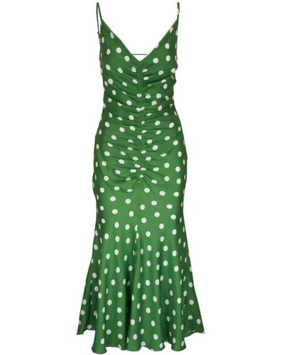 Carolina Herrera Polka Dot Satin Dress - Green