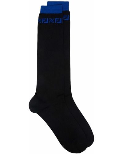 Fendi Intarsia-knit Logo Socks - Black