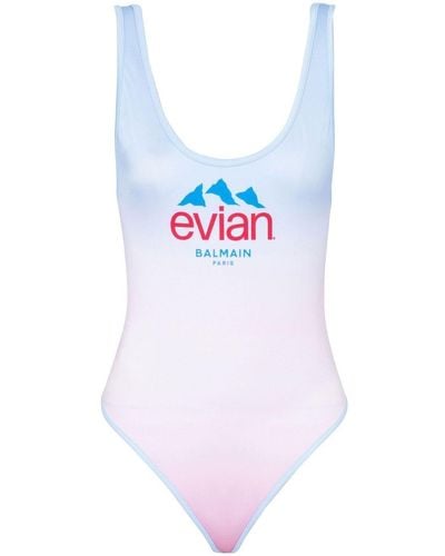 Balmain X Evian グラデーション ワンピース水着 - ホワイト