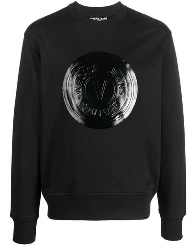 Versace ヴェルサーチェ・ジーンズ・クチュール ロゴ スウェットシャツ - ブラック