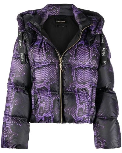 Roberto Cavalli Chaqueta acolchada con estampado de piel de serpiente - Multicolor