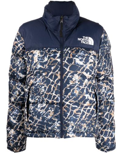 The North Face Nuptse Abstract-print Puffer Jacket - Blue