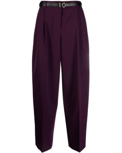 Jil Sander Belted Butter Wool Trousers - Purple