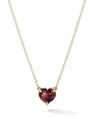 David Yurman 18kt Yellow Gold Chatelaine Heart Garnet Necklace - White