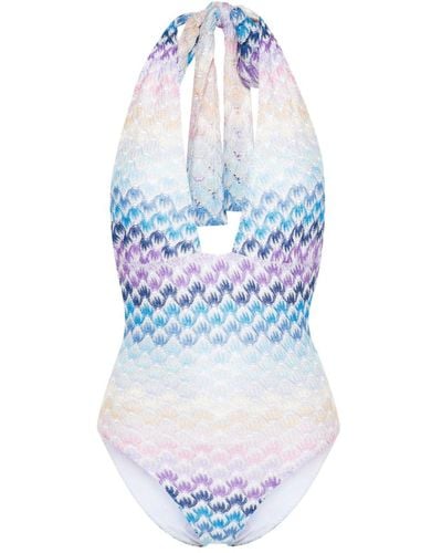 Missoni Knitted Halterneck Swimsuit - White