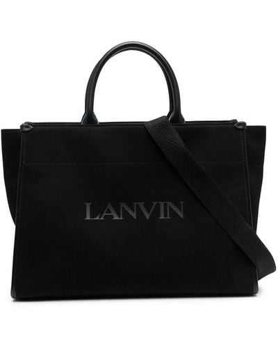 Lanvin Logo-print Leather Tote Bag - Black