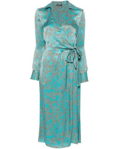 Liu Jo Paisley-print Wrap Shirt Dress - Blue