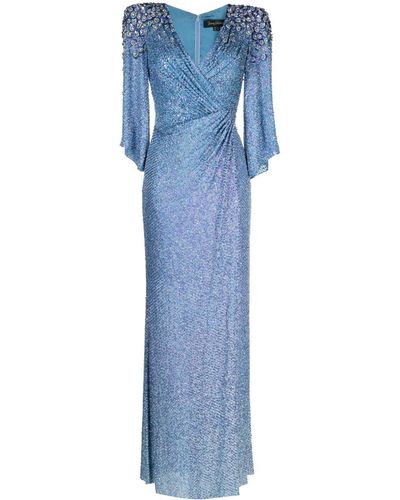 Jenny Packham Maxi-jurk Met Bloemenpatch - Blauw