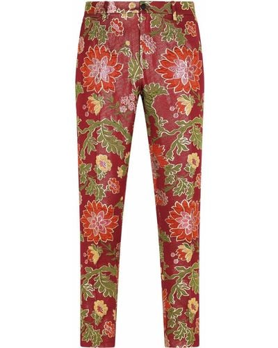 Dolce & Gabbana Pantalones de vestir con motivo en jacquard - Rojo