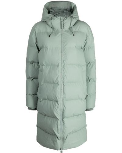 Rains Quilted Rubberised Coat - Green