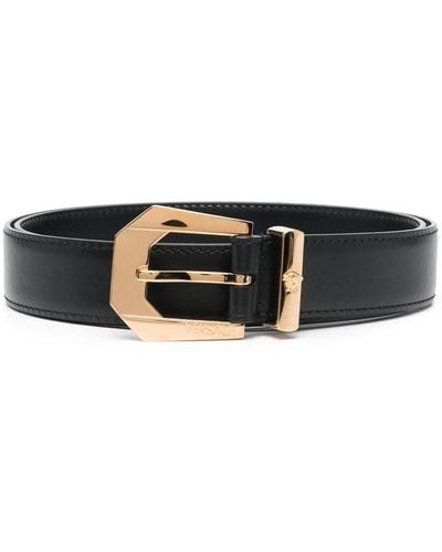 Versace Geometric Buckle Belt - Black