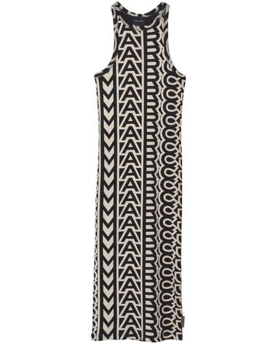 Marc Jacobs Geripptes Kleid mit Monogramm - Weiß