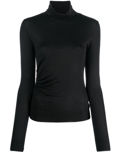 Calvin Klein Logo-print Roll-neck T-shirt - Black