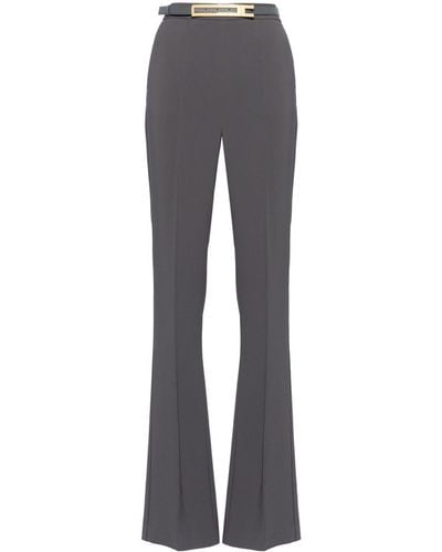Elisabetta Franchi Belted Crepe Tailored Trousers - Blauw