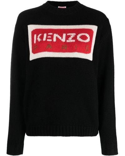 KENZO Pullover mit Intarsien-Logo - Schwarz