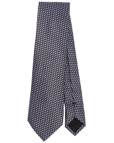 BOSS Geometric-print Tie - Blue