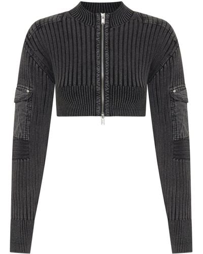 Dion Lee Cropped Garment-dyed Sweatshirt - Black