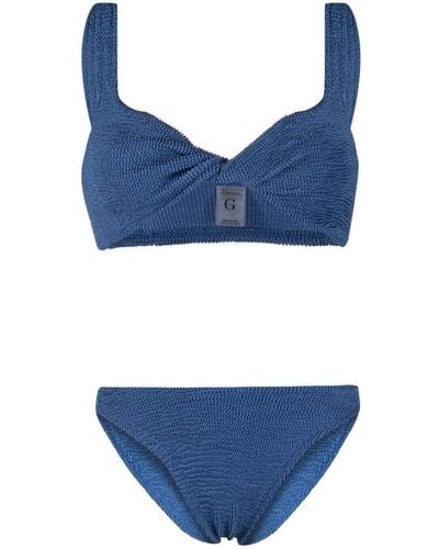 Hunza G Bikini Juno à effet froissé - Bleu