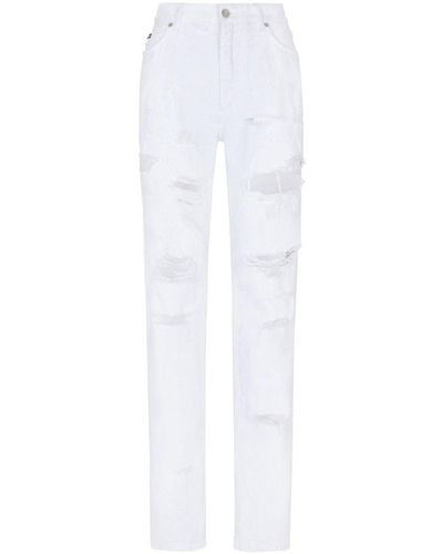 Dolce & Gabbana Boyfriend-Jeans aus Distressed-Denim - Weiß