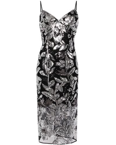 Marchesa Botanical Sequin-embellished Dress - Metallic