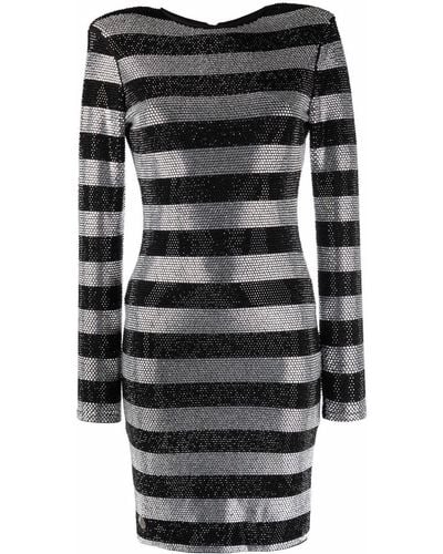 Philipp Plein Crystal-stripes Fitted Mini Dress - Black