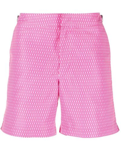 Orlebar Brown Graphic-print Buckle-detail Swim Shorts - Pink