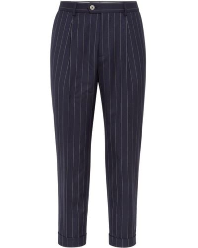 Brunello Cucinelli Tapered-leg Wool Trousers - Blue