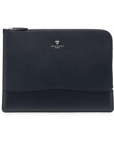 Aspinal of London City Tech Leather Laptop Bag - Blue