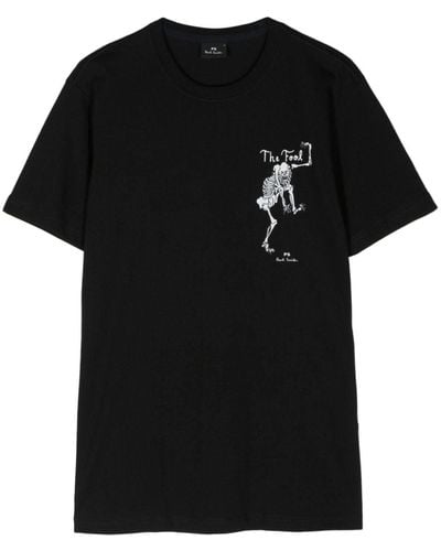 PS by Paul Smith Skeleton-print Organic Cotton T-shirt - Black