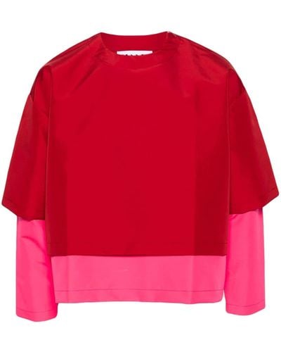 Sunnei Camiseta con doble manga - Rojo