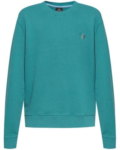 PS by Paul Smith Logo-embroidered Organic-cotton Sweatshirt - Blue