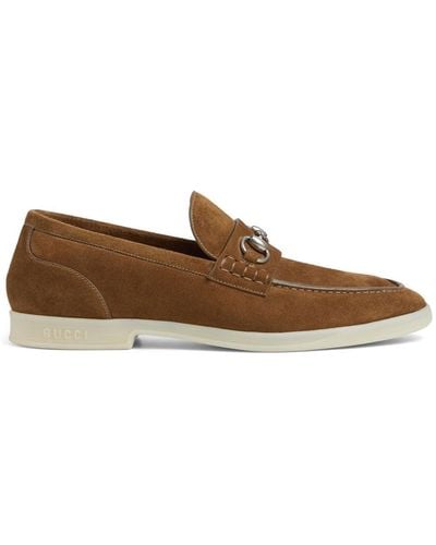 Gucci Horsebit Suede Loafers - Brown
