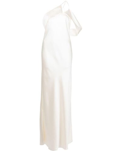 Michelle Mason Robe longue à design asymétrique à une épaule - Blanc