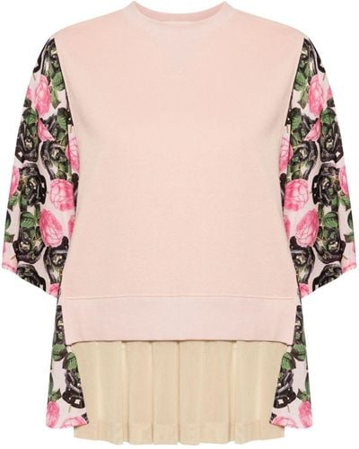 Undercover Floral-print Layered Cotton T-shirt - Pink