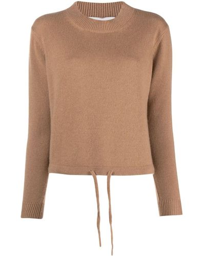 Liska Cashmere Drawstring-hem Sweater - Natural