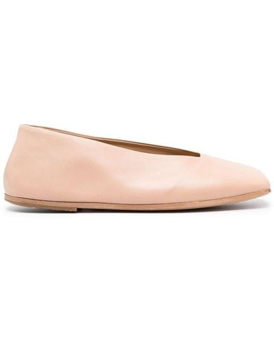 Marsèll Square-toe Leather Ballerina Shoes - Pink