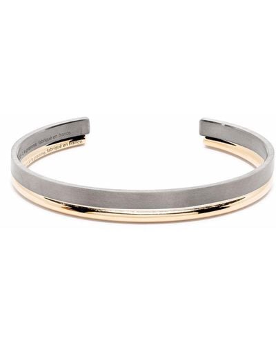 Le Gramme 18kt Polished Yellow Gold And Blackened Sterling Silver Ribbon Cuff Set - Metallic
