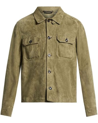 Tom Ford Panelled Suede Shirt Jacket - Green