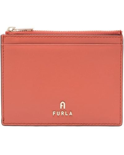 Furla Camelia Leather Card Case - Red
