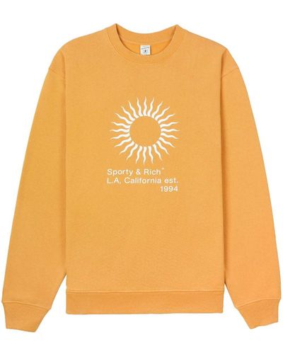 Sporty & Rich Logo Crew-neck Sweatshirt - Orange
