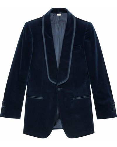 Gucci ベルベット シングルジャケット - ブルー