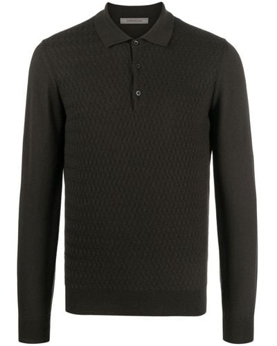 Corneliani Virgin Wool Polo Shirt - Black