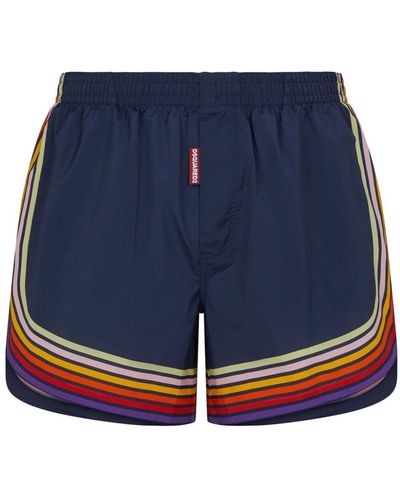 DSquared² Short de bain à rayures - Bleu