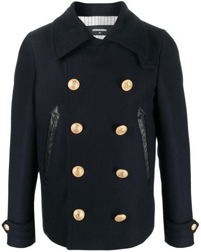 DSquared² Double-breasted wool-blend peacoat - Azul