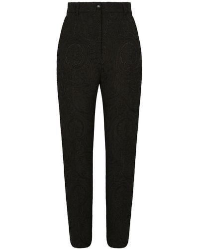 Dolce & Gabbana Pantalones en jacquard con cintura alta - Negro