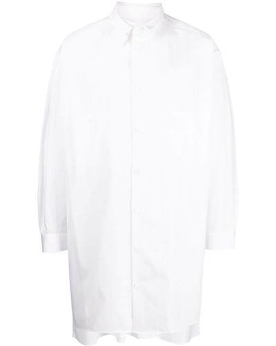 Yohji Yamamoto Panelled Slim-cut Cotton Shirt - White
