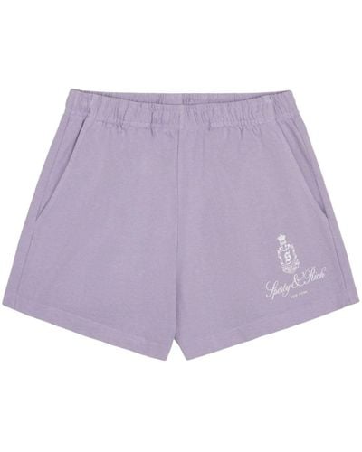Sporty & Rich Vendome Logo-embroidered Shorts - Purple