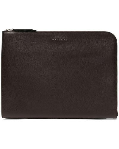 Orciani Micron Leather Briefcase - Zwart